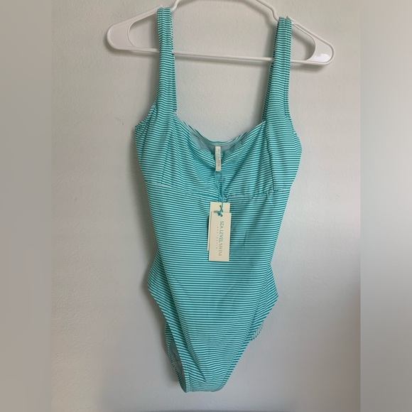 Sea Level Varsity Stripe Square Neck One-Piece Women’s Swimsuit NWT size 10 - Picture 4 of 16